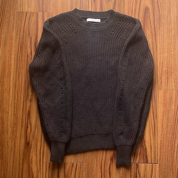 Mango Knit Black Crew Neck Sweater Size Small - Picture 2 of 9